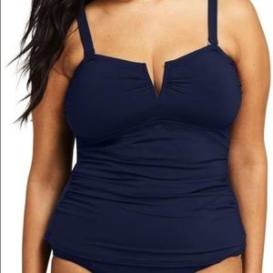 Lands End 18W Strapless Navy Plunge Tankini